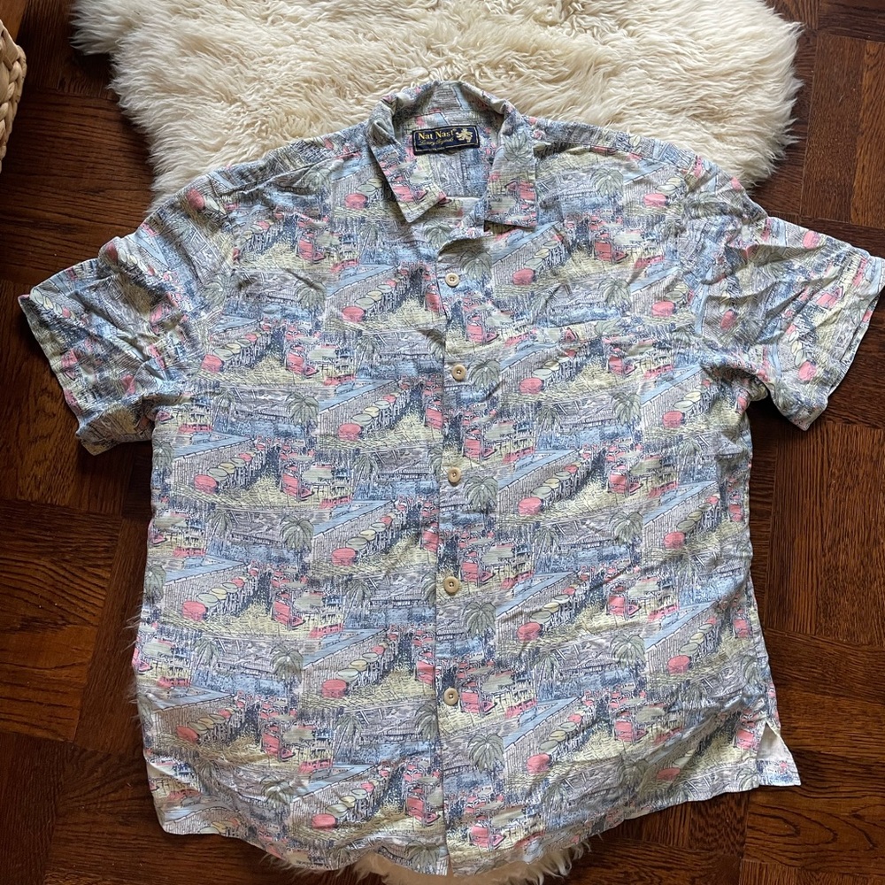 Nat Nast Silk Shirt Limited Edition 2006 Tiki Bar Hawaiian Aloha Camp luau